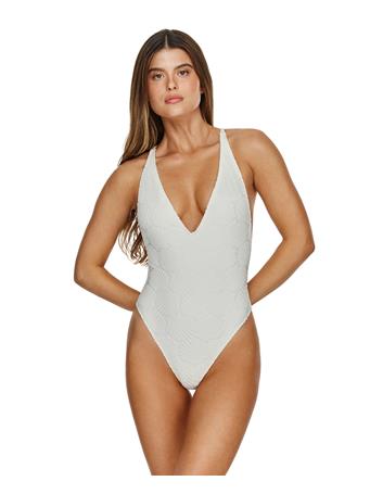 FLIRTT BY GOTTEX - Mermaid Island Textured Deep Plunge One Piece IVORY