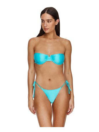 FLIRTT BY GOTTEX - Satin Touch Underwire Bandeau Bikini Top Aqua Blue AQUA