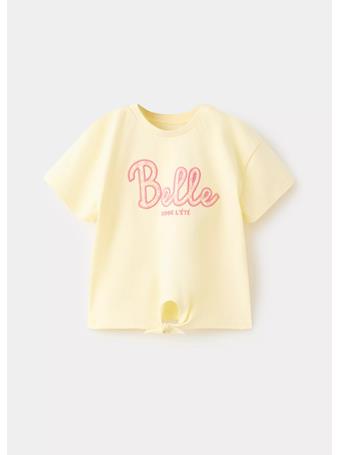 MANGO - Embroidered T-shirt With Knot Detail LIGHT YELLOW