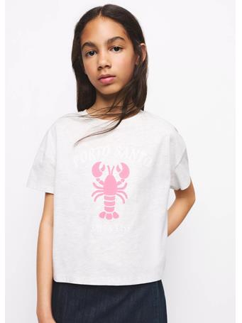 MANGO - Printed Cotton-blend T-shirt LIGHT GREY