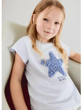 MANGO - Cotton Star T-shirt LIGHT BLUE