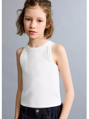 MANGO - Ribbed Cotton-blend Top IVORY