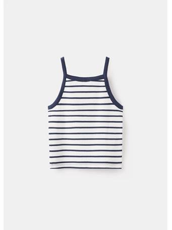 MANGO - Striped Strap T-shirt NAVY