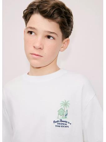 MANGO - Printed Cotton-blend T-shirt WHITE