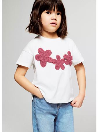 MANGO - Floral-embroidered Cotton T-shirt IVORY