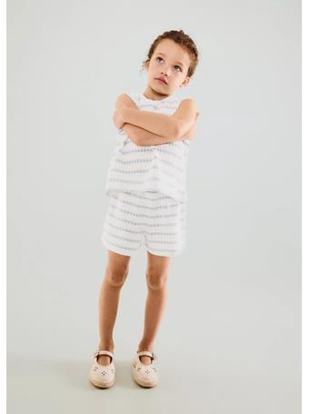 MANGO - Striped Crochet Shorts LIGHT BLUE