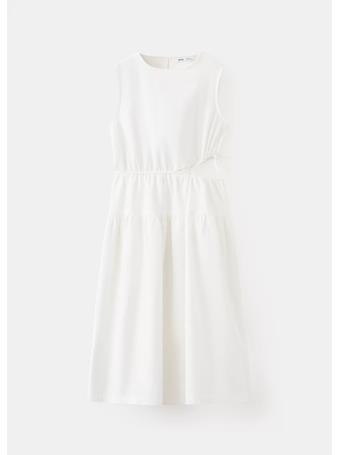 MANGO - Side-slit Dress WHITE