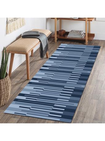 RAMALLAH TRADING CO - Benjamin Print Flannel Washable Runner NAVY