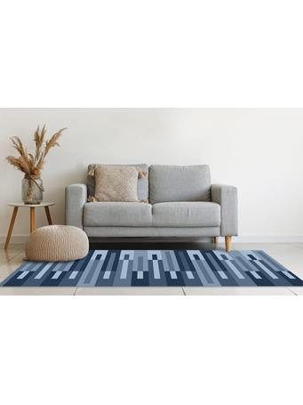RAMALLAH TRADING CO - Benjamin Print Flannel Washable Rug NAVY