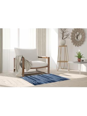 RAMALLAH TRADING CO - Benjamin Print Flannel Washable Rug NAVY