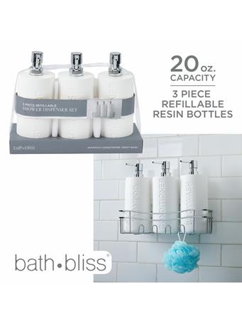 KENNEDY INTERNATIONAL - 3-Piece Refillable Shower Dispenser Set WHITE