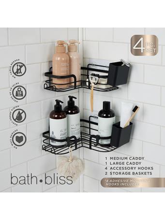KENNEDY INTERNATIONAL - 2-Pack Adhesive Mounted Corner Shower Caddy BLACK