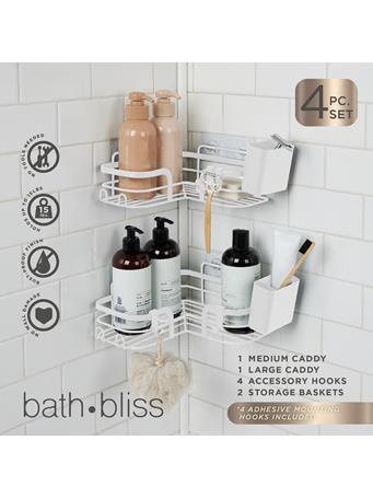 KENNEDY INTERNATIONAL - 2-Piece Adhesive Mounted Corner Shower Caddy WHITE