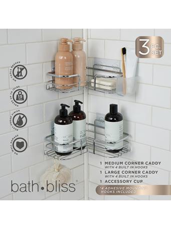 KENNEDY INTERNATIONAL - 2-Piece Adhesive Mounted Corner Shower Caddy CHROME