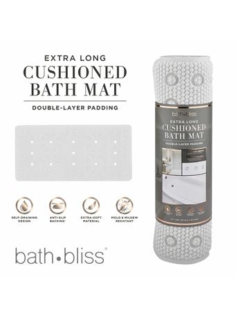 BATH BLISS - Extra Long Cushioned Bath Mat WHITE