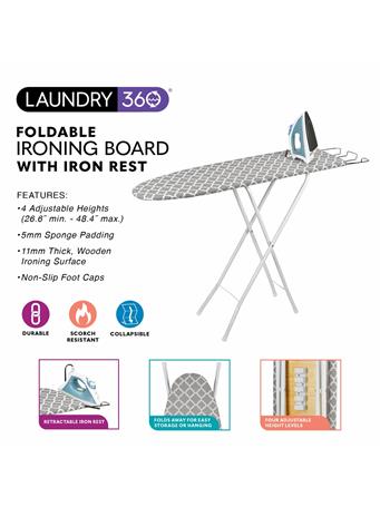 KENNEDY INTERNATIONAL - Foldable Ironing Board with Iron Rest GREY
