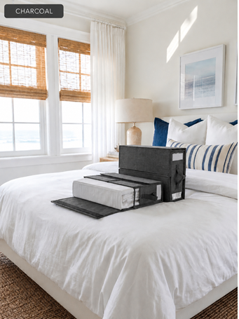 CONTAINED - Bed Sheet Storage Box With PVC Window 2 Pack CHARCOAL