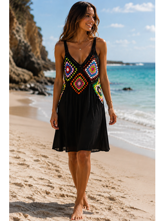 Crochet Sun Cover Dress BLACK