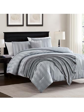 RAMALLAH TRADING CO - Hampton Satin Stripe 5-Piece Comforter Set GREY