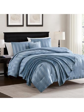 RT HOME - Hampton Satin Stripe 5-Piece Comforter Set WEDGEWOOD