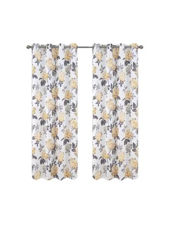 RAMALLAH TRADING CO - Hydrangea Printed Blackout Grommet Curtain Panel YELLOW