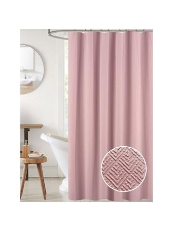 RT HOME - Maggie Embossed Solid Shower Curtain BLUSH