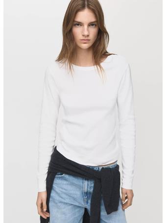 MANGO - Long Sleeve Cotton T-Shirt WHITE