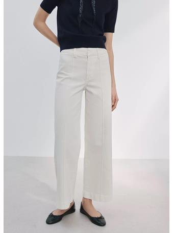 MANGO - High-Waisted Wide Leg Jeans with Stitching WHITE
