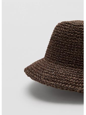 MANGO - Natural Fibre Bucket Hat DARK BROWN