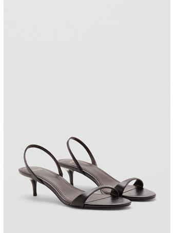 MANGO - Kitten-Heel Sandals with Strap DARK BROWN