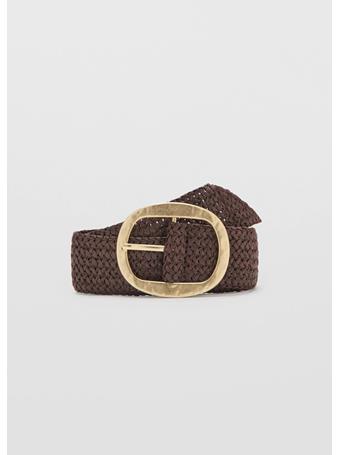 MANGO - Natural Fibre Belt with Oval Buckle DARK BROWN