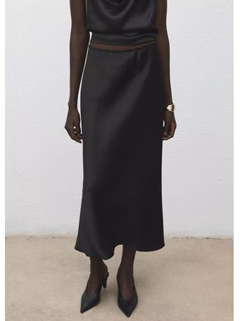 MANGO - Satin Long Skirt BLACK