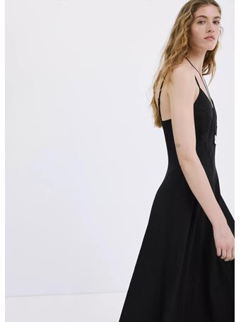 MANGO - A-Line Linen Dress BLACK