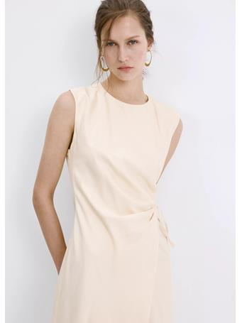 MANGO - Crossed Linen-Blend Dress YELLOW