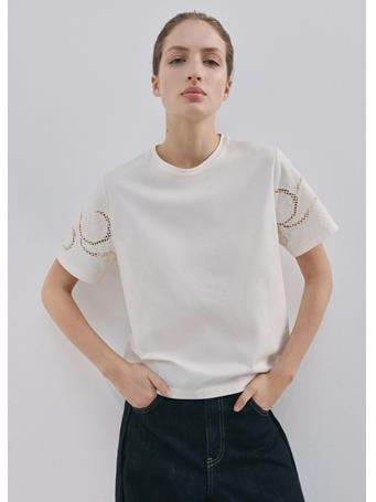 MANGO - Embroidered Cutwork Cotton T-Shirt NATURAL WHITE