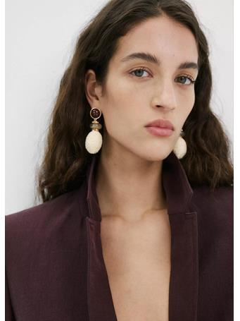 MANGO - Natural Fibre Hanging Earrings LIGHT BEIGE