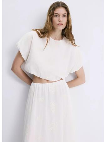 MANGO - Cotton Blouse with Embroidered Details NATURAL WHITE