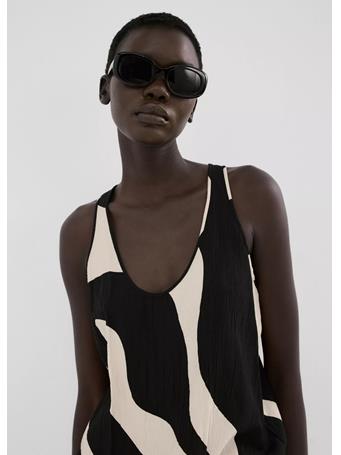 MANGO - Printed Crop Top BLACK