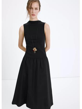 MANGO - Contrast-Bodice Dress BLACK