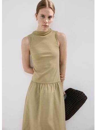 MANGO - Contrast-Bodice Dress MEDIUM GREEN