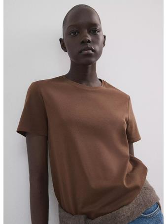 MANGO - Short-Sleeved Cotton T-Shirt DARK BROWN