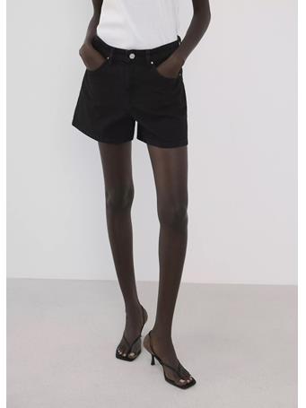 MANGO - Straight Mid-Rise Denim Shorts BLACK