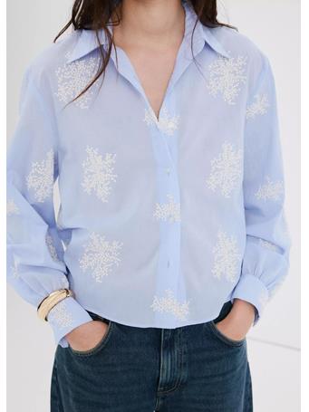 MANGO - Floral Embroidered Shirt MEDIUM BLUE