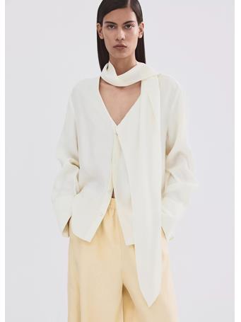 MANGO - Scarf Collar Blouse NATURAL WHITE