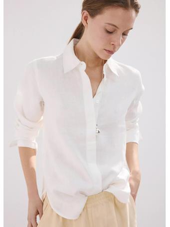MANGO - Straight Linen Shirt WHITE