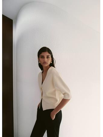 MANGO - Knitted Cardigan with Jewel Button NATURAL WHITE
