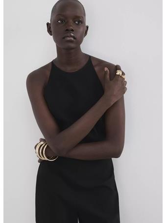 MANGO - Open Back Halter Jumpsuit BLACK