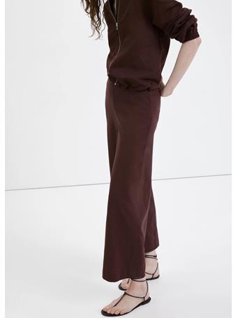 MANGO - Straight Linen-Blend Trousers DARK BROWN