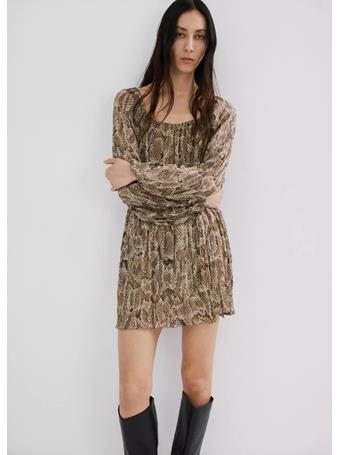 MANGO - Flowy Animal Print Dress MEDIUM BEIGE