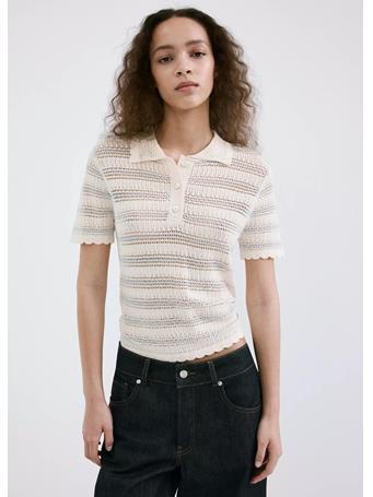 MANGO - Striped Openwork Knit Sweater NATURAL WHITE
